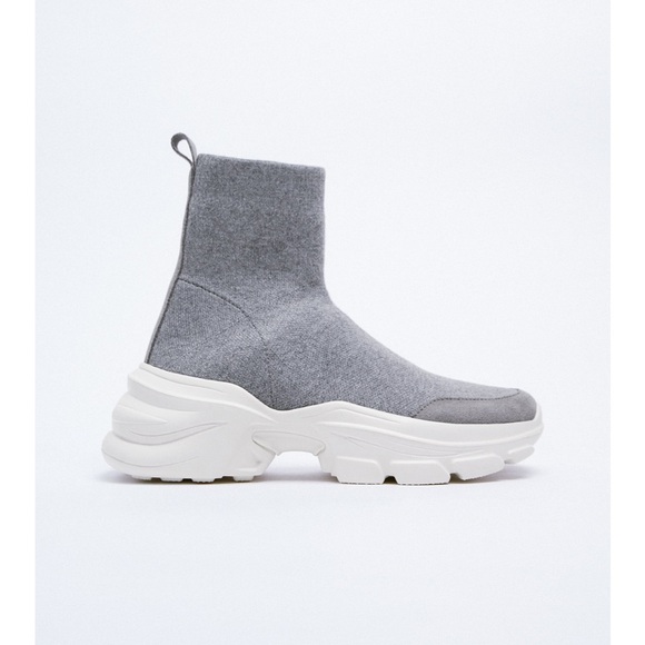 BNWT ZARA STRETCHED KNIGHT SNEAKERS - Picture 2 of 4